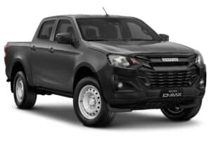 Pick-up Isuzu D-Max gris double cabine avec jantes en acier.